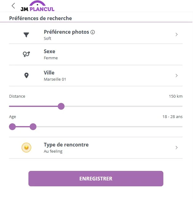 fonctionnalité de recherche sur JM Plan Cul