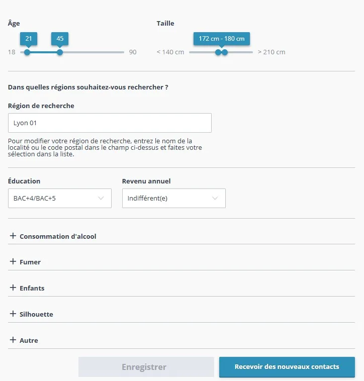 Fonctionnalité de recherche sur le parfait gentleman