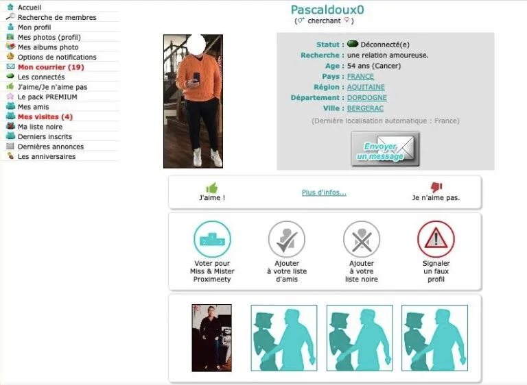 exemple d'un profil sur proximeety