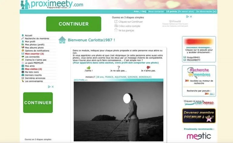 Interface ancienne sur proximeety