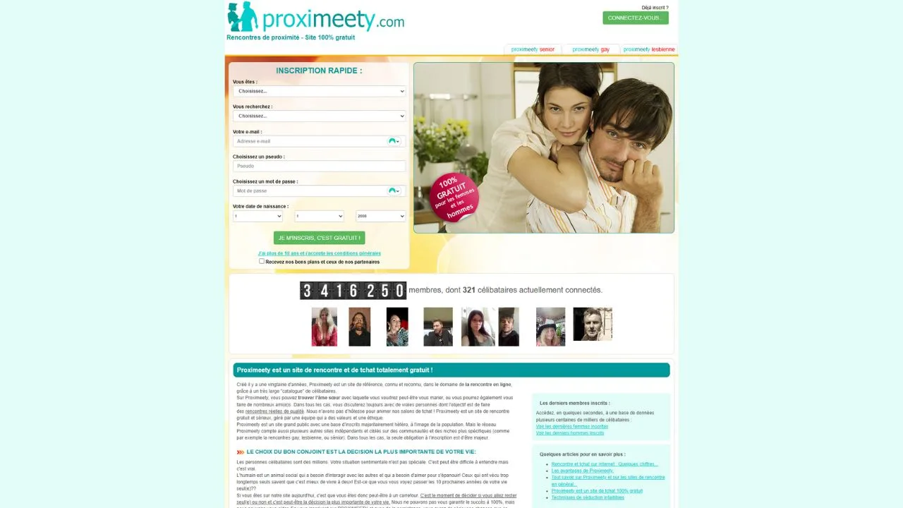 page d'accueil de proximeety